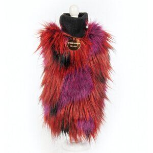INAMORADA Fur Sweater for Dogs — Small — Red and Purple